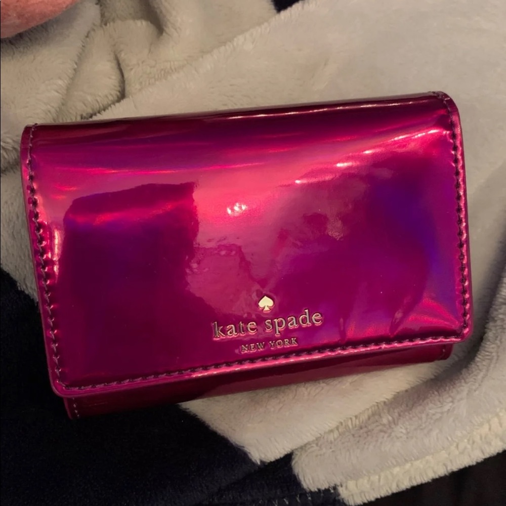 NWT KATE SPADE pink holographic wallet